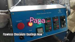 Papa kleine chocolade overtrekmachine met 10 meter koeltunnel