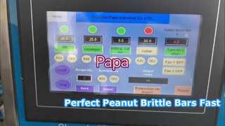 Testvideo voor de Papa Small P320 Peanut Brittle Bar-vorm- en snijmachine